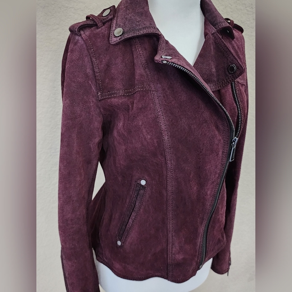 Burgundy BCBG Suede Peplum Jacket - Picture 6 of 9